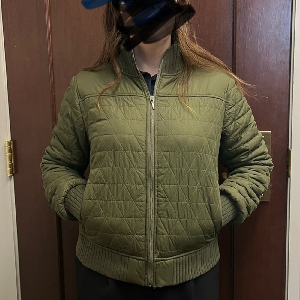 Prana Green Quilted Bomber Jacket